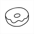 vector drawing in doodle style donut. simple line drawing donut, cake. black and white illustratio